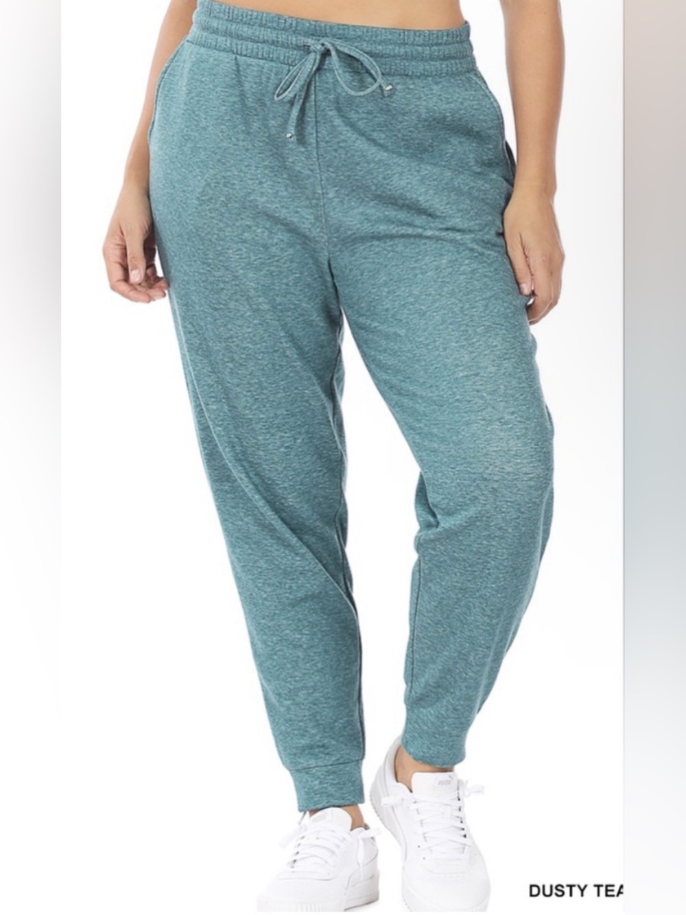 NWOT Zenana Outfitters Dusty Teal Heather Jogger Pants